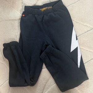 Kids AVIATOR NATION Black Sweats with White Lightning Bolt